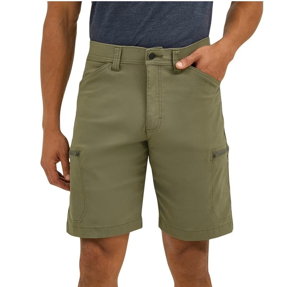 WRANGLER Outdoor Performance All Terrain Zip Cargo Shorts Sz 48 Olive Green NWT